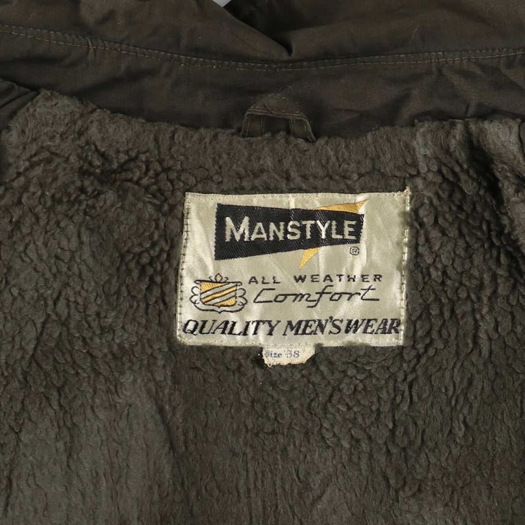 MANSTYLE padded zip-up jacket, men's size M polyester Khaki type Vintage Second Hand