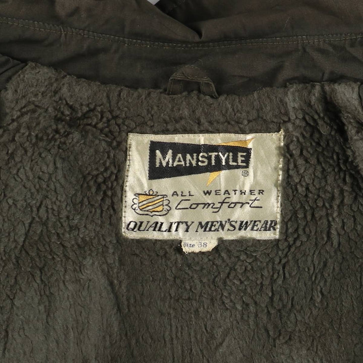 MANSTYLE padded zip-up jacket, men's size M polyester Khaki type Vintage Second Hand