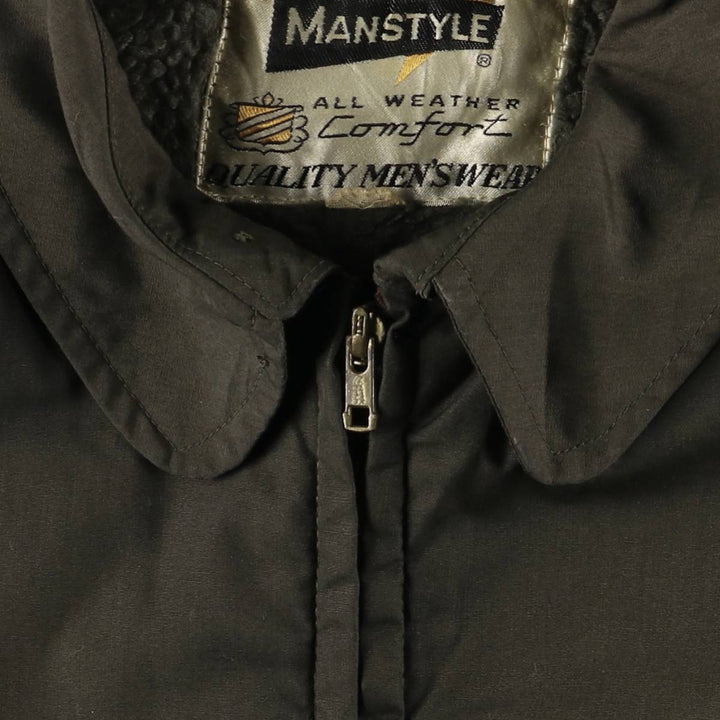 MANSTYLE padded zip-up jacket, men's size M polyester Khaki type Vintage Second Hand