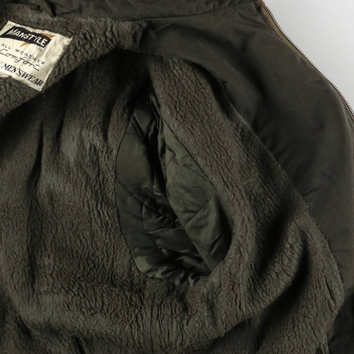 MANSTYLE padded zip-up jacket, men's size M polyester Khaki type Vintage Second Hand