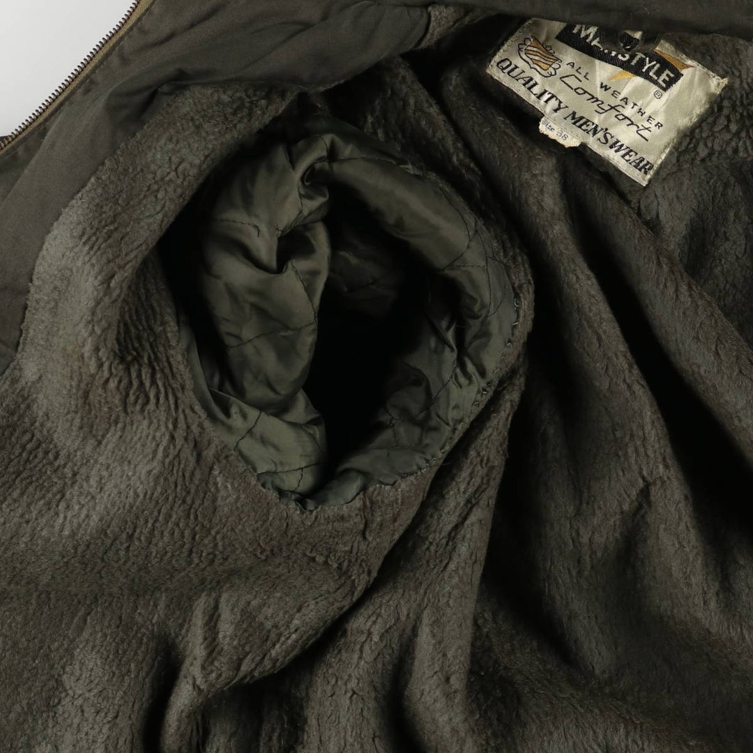 MANSTYLE padded zip-up jacket, men's size M polyester Khaki type Vintage Second Hand