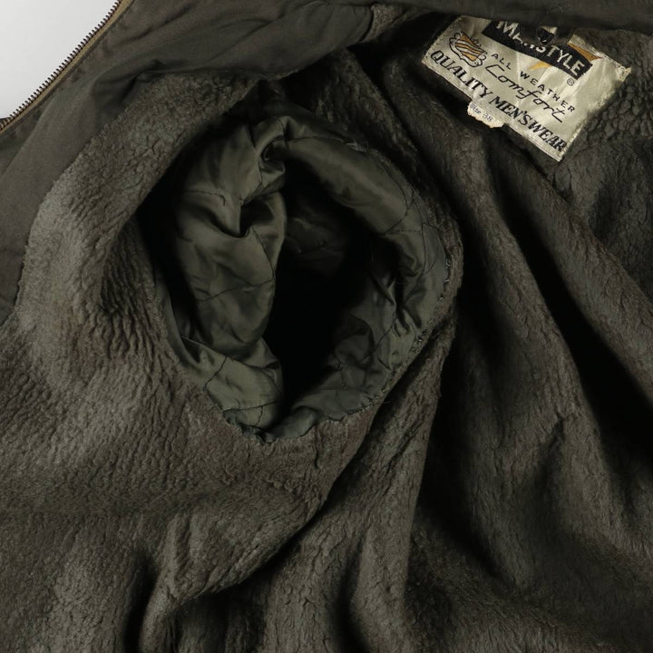 MANSTYLE padded zip-up jacket, men's size M polyester Khaki type Vintage Second Hand