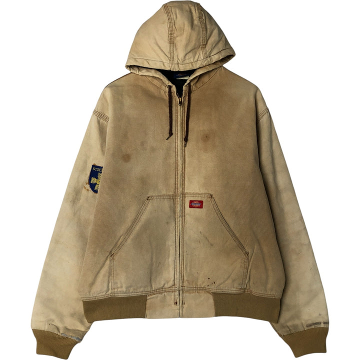 Dickies Active Jacket Type Padded Duck Full Zip Hoodie, Men's Size L cotton Beige type Vintage Second Hand