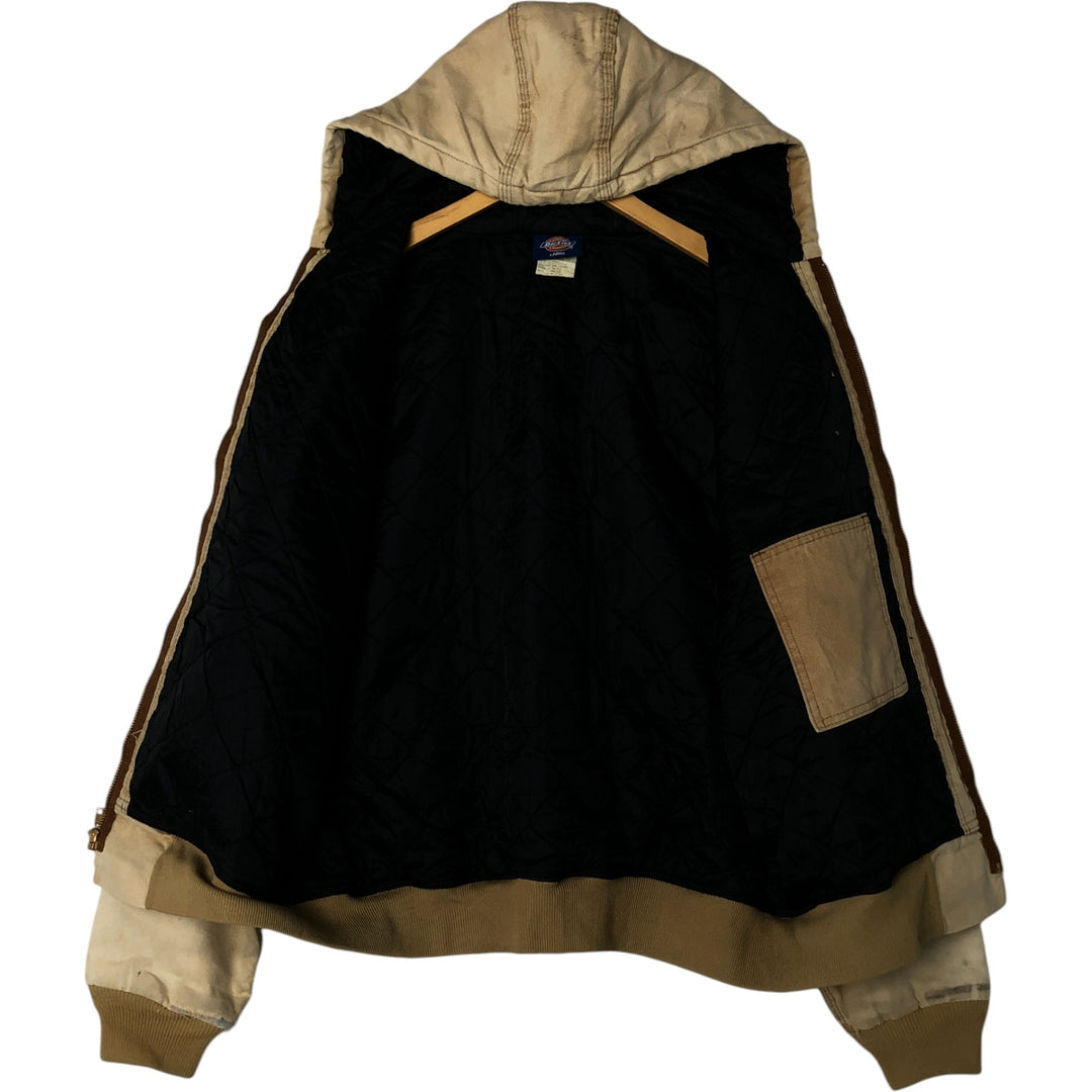 Dickies Active Jacket Type Padded Duck Full Zip Hoodie, Men's Size L cotton Beige type Vintage Second Hand