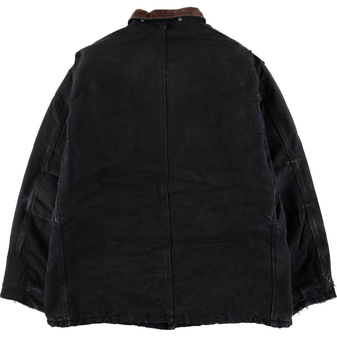00'S Carhartt Traditional Coat Duck Work Jacket Made in USA Men's L size unclear black type Vintage Second Hand