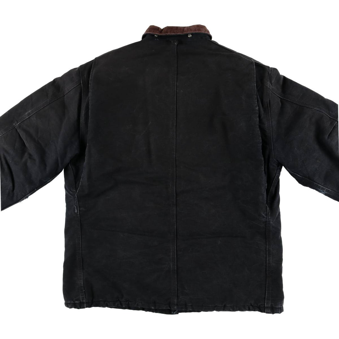 00'S Carhartt Traditional Coat Duck Work Jacket Made in USA Men's L size unclear black type Vintage Second Hand