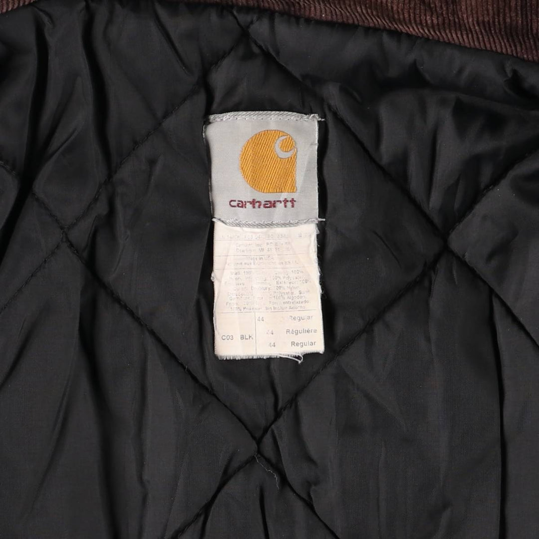 00'S Carhartt Traditional Coat Duck Work Jacket Made in USA Men's L size unclear black type Vintage Second Hand
