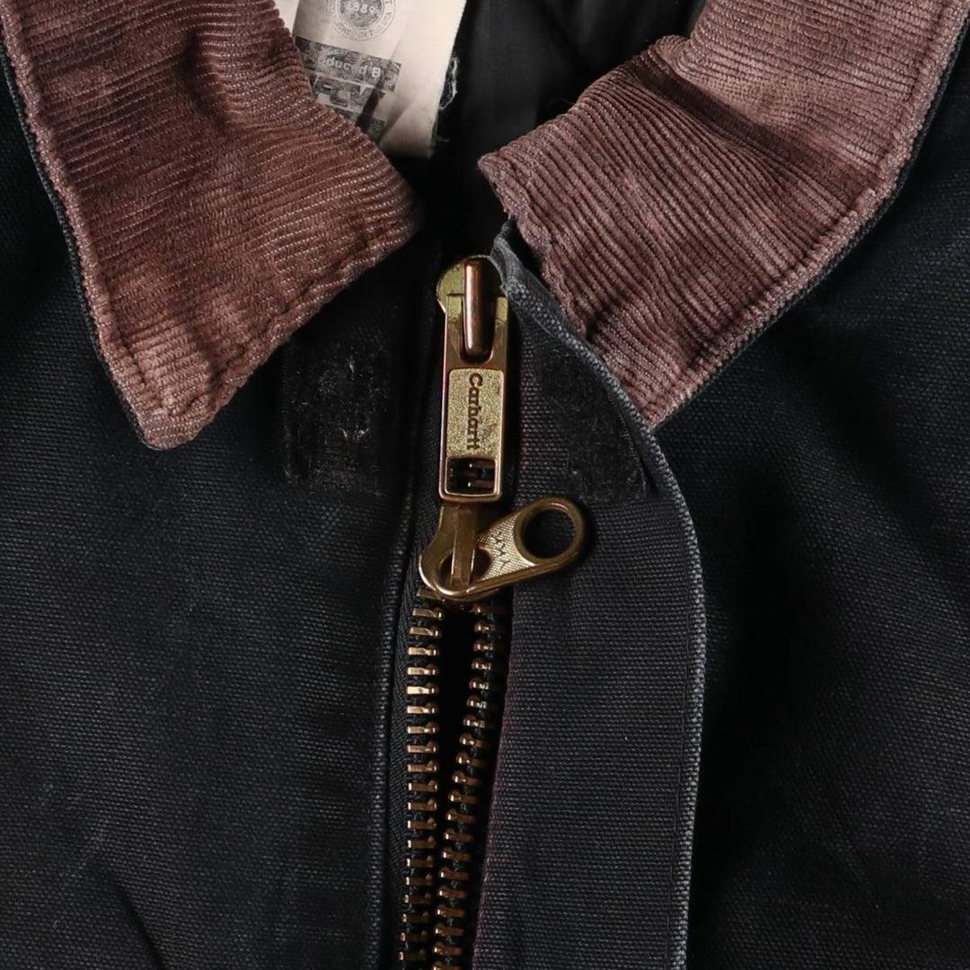 00'S Carhartt Traditional Coat Duck Work Jacket Made in USA Men's L size unclear black type Vintage Second Hand