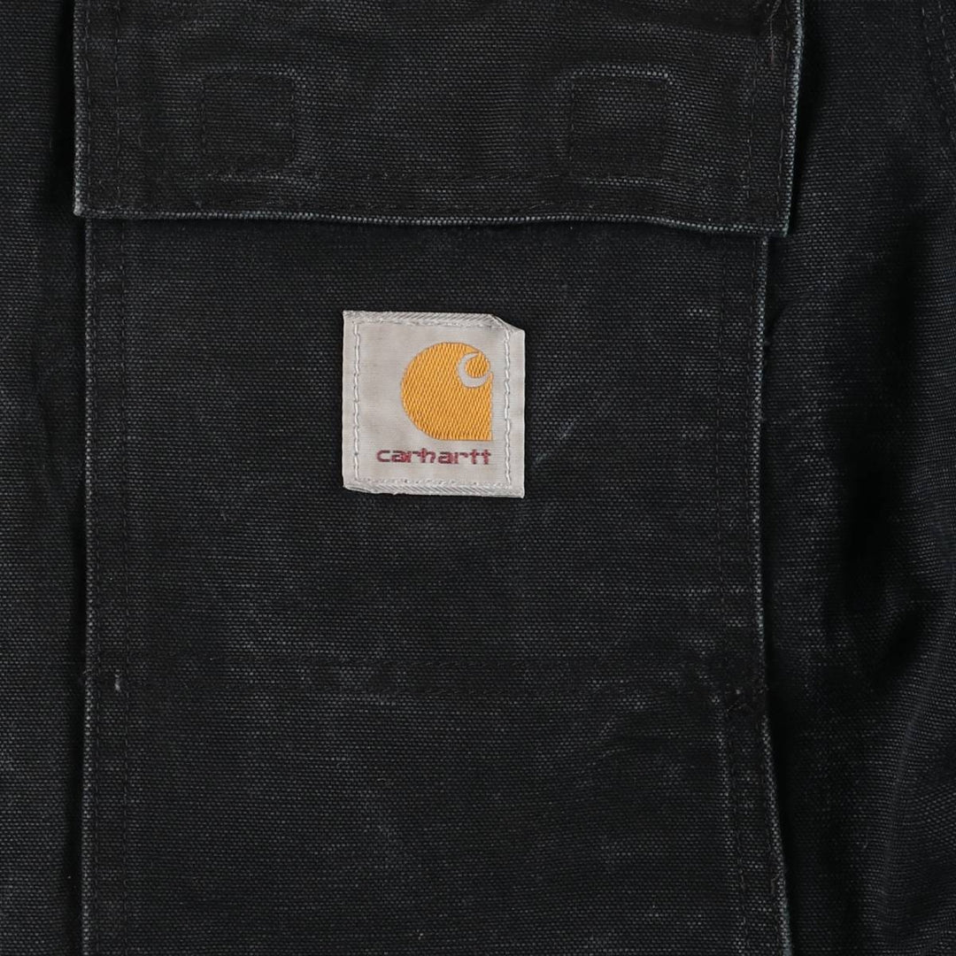 00'S Carhartt Traditional Coat Duck Work Jacket Made in USA Men's L size unclear black type Vintage Second Hand