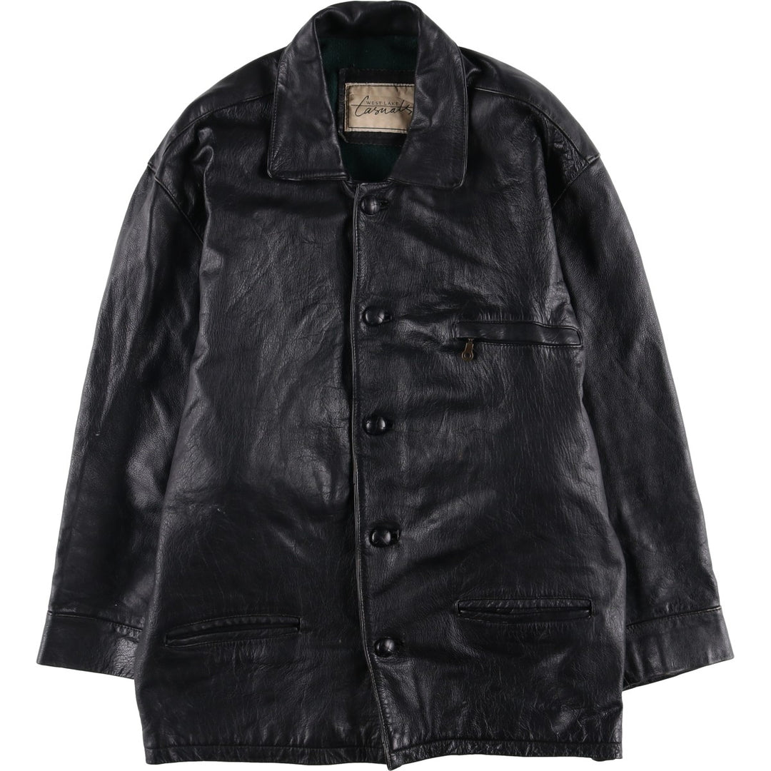 WEST LAKE Casuals Leather Coat, Men's Size M genuine leather black type Vintage Second Hand