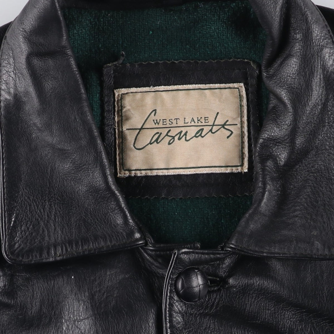 WEST LAKE Casuals Leather Coat, Men's Size M genuine leather black type Vintage Second Hand