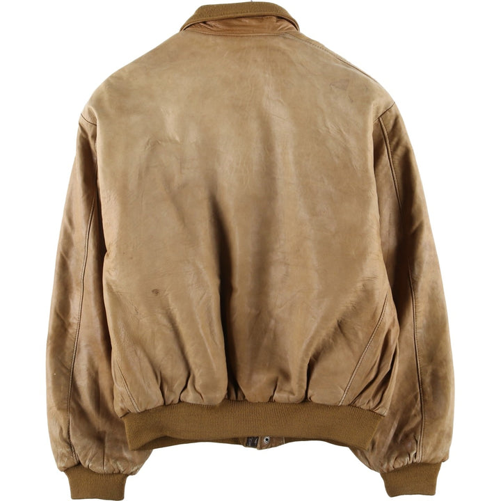 Francesco Rizzi padded leather jacket, made in France, men's size XL genuine leather Beige type Vintage Second Hand