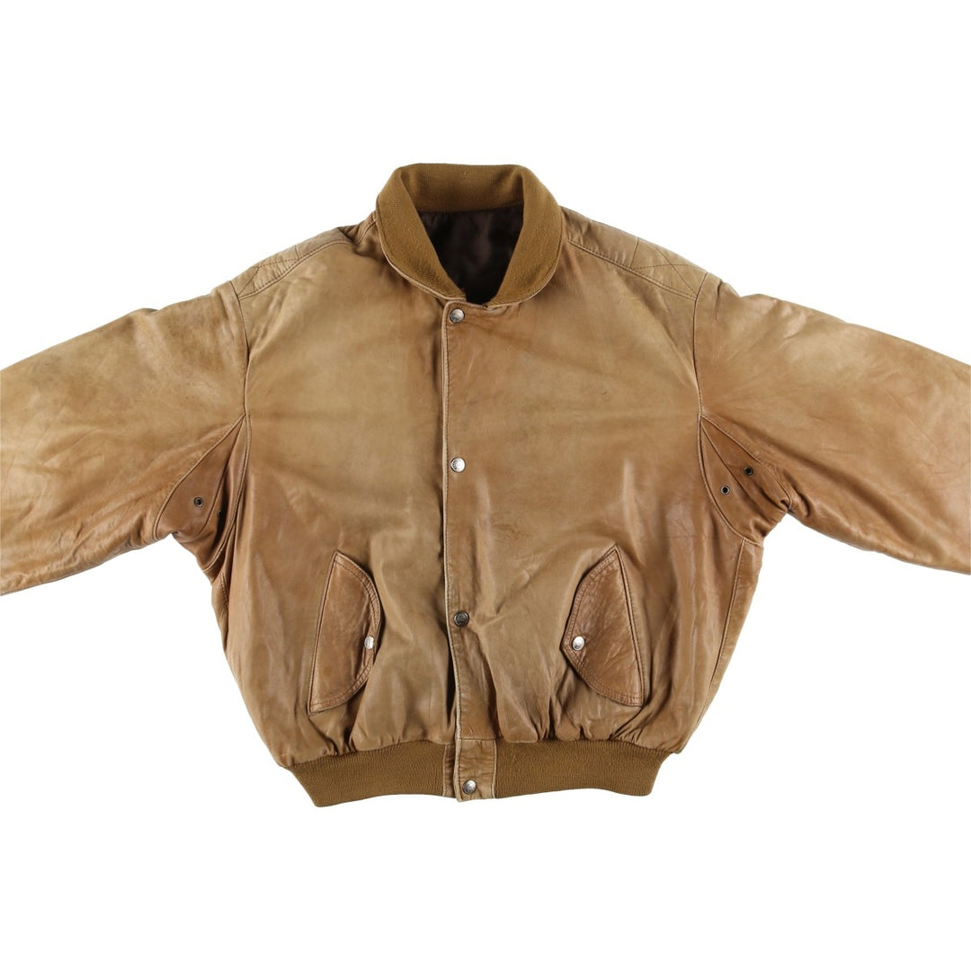 Francesco Rizzi padded leather jacket, made in France, men's size XL genuine leather Beige type Vintage Second Hand