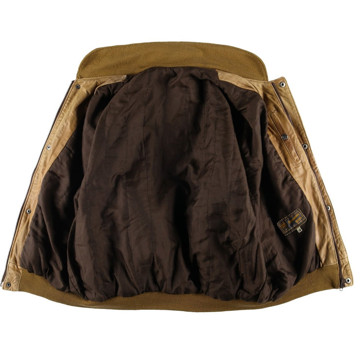 Francesco Rizzi padded leather jacket, made in France, men's size XL genuine leather Beige type Vintage Second Hand