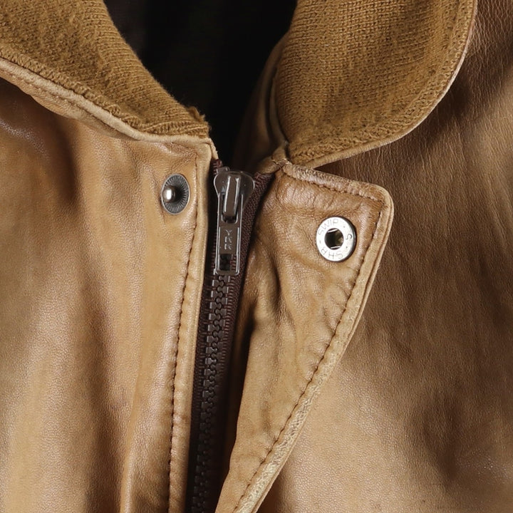 Francesco Rizzi padded leather jacket, made in France, men's size XL genuine leather Beige type Vintage Second Hand