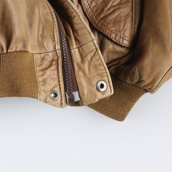 Francesco Rizzi padded leather jacket, made in France, men's size XL genuine leather Beige type Vintage Second Hand