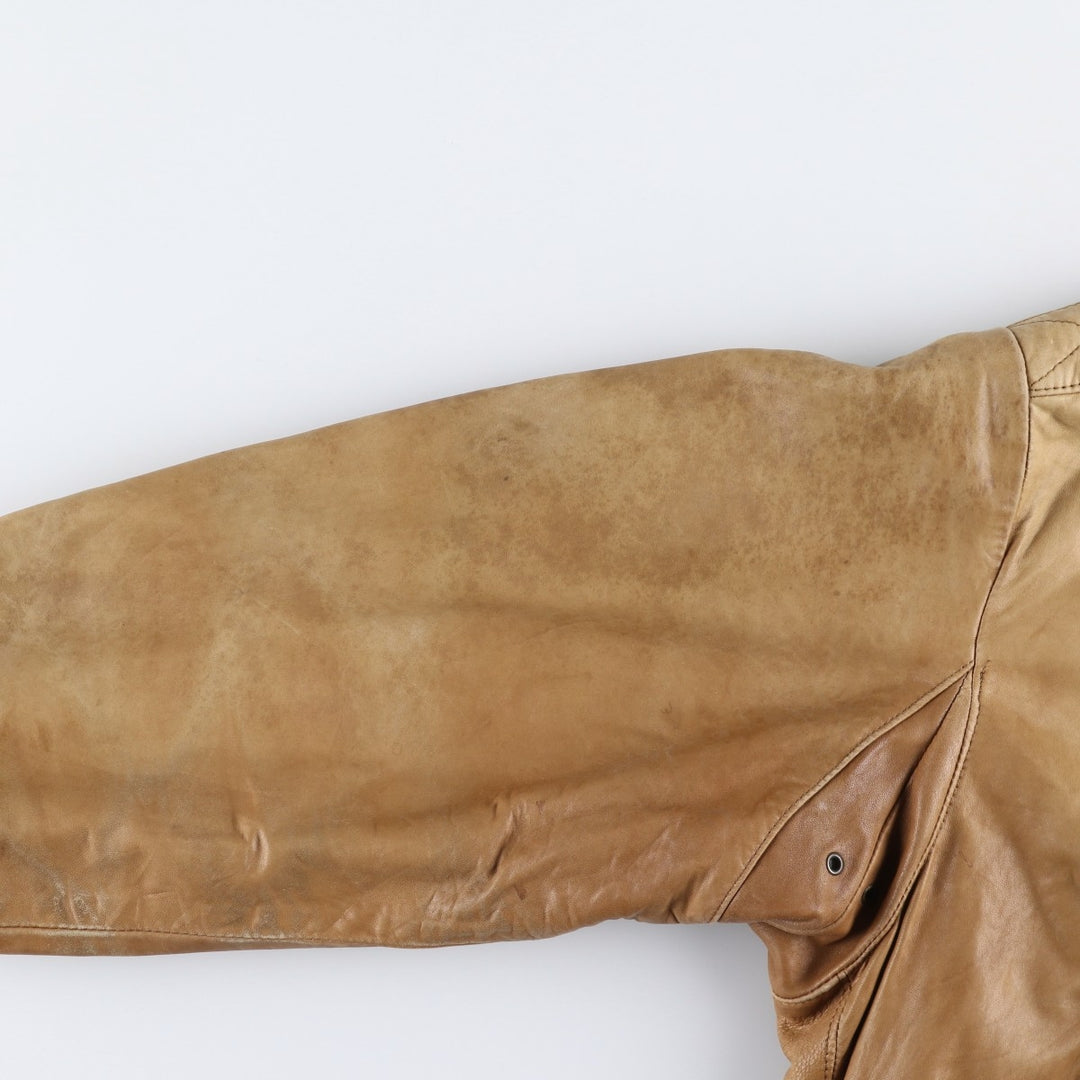 Francesco Rizzi padded leather jacket, made in France, men's size XL genuine leather Beige type Vintage Second Hand