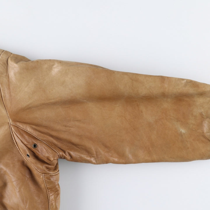 Francesco Rizzi padded leather jacket, made in France, men's size XL genuine leather Beige type Vintage Second Hand