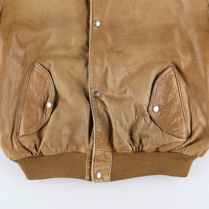 Francesco Rizzi padded leather jacket, made in France, men's size XL genuine leather Beige type Vintage Second Hand