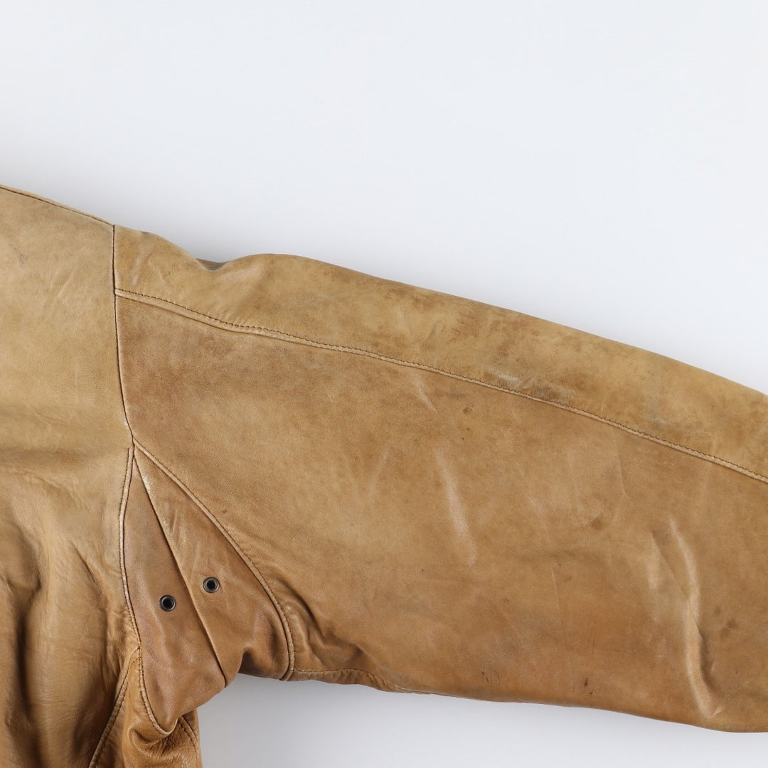 Francesco Rizzi padded leather jacket, made in France, men's size XL genuine leather Beige type Vintage Second Hand