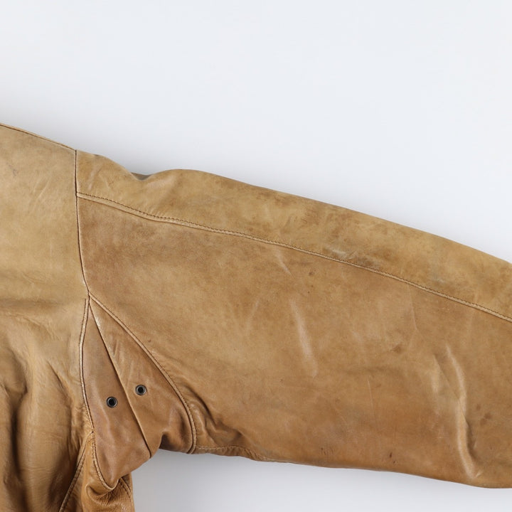 Francesco Rizzi padded leather jacket, made in France, men's size XL genuine leather Beige type Vintage Second Hand