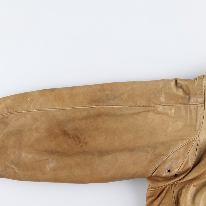 Francesco Rizzi padded leather jacket, made in France, men's size XL genuine leather Beige type Vintage Second Hand