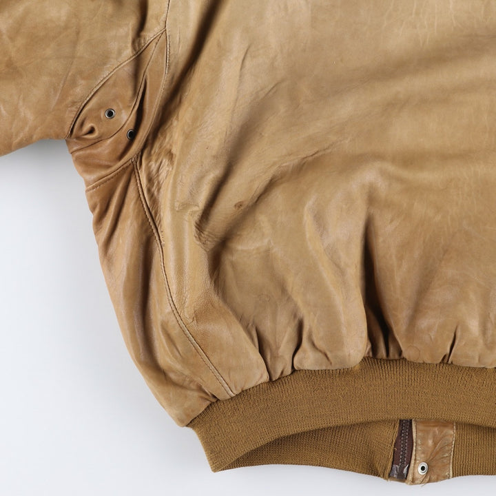 Francesco Rizzi padded leather jacket, made in France, men's size XL genuine leather Beige type Vintage Second Hand