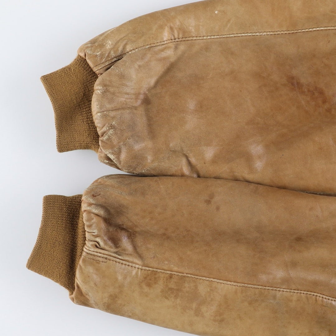 Francesco Rizzi padded leather jacket, made in France, men's size XL genuine leather Beige type Vintage Second Hand