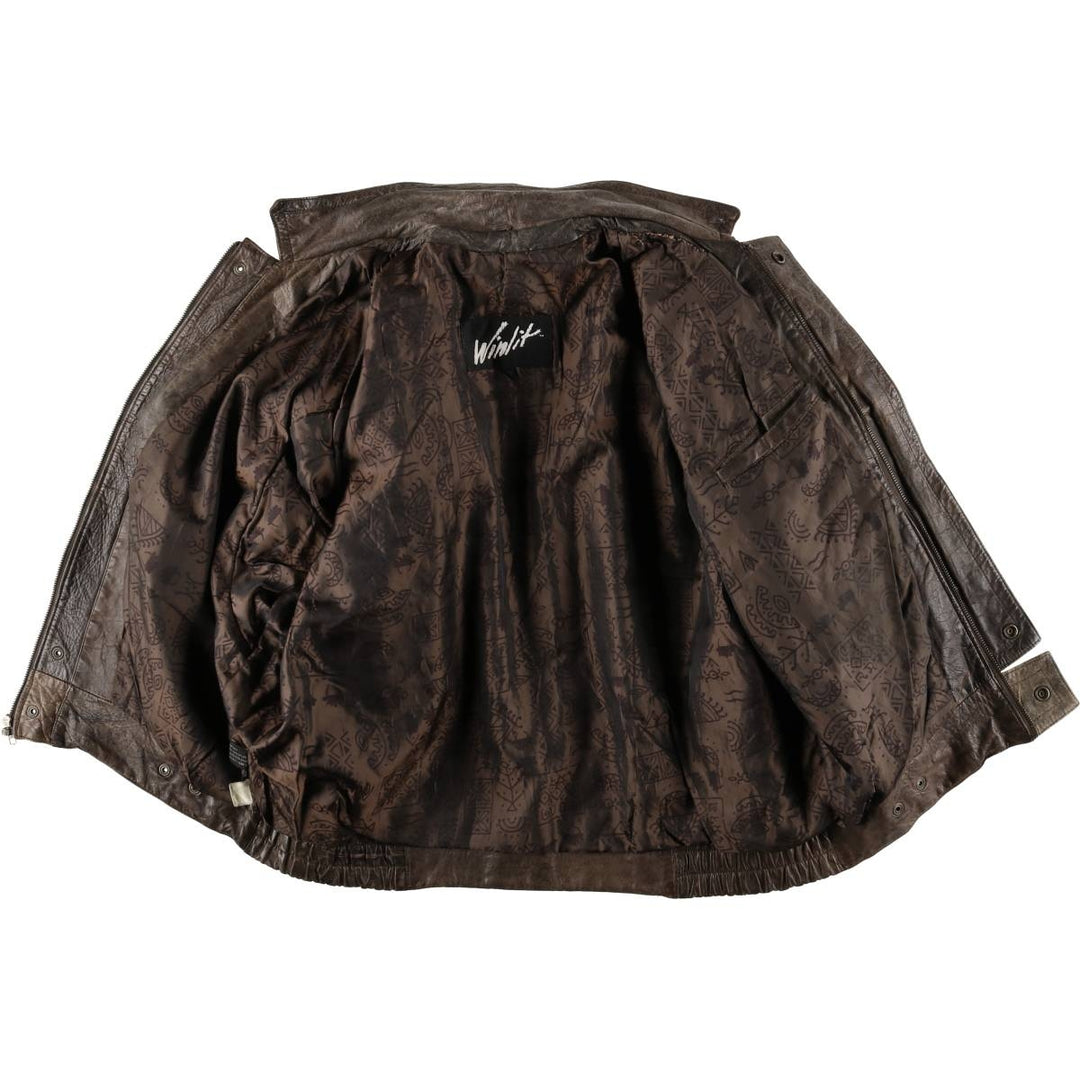 Winlit Padded Leather Blouson, Men's Size M genuine leather brown type Vintage Second Hand