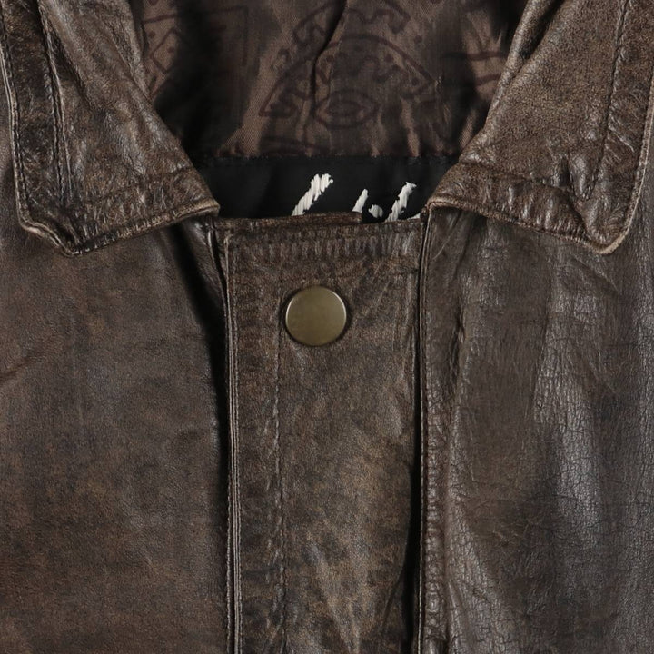 Winlit Padded Leather Blouson, Men's Size M genuine leather brown type Vintage Second Hand