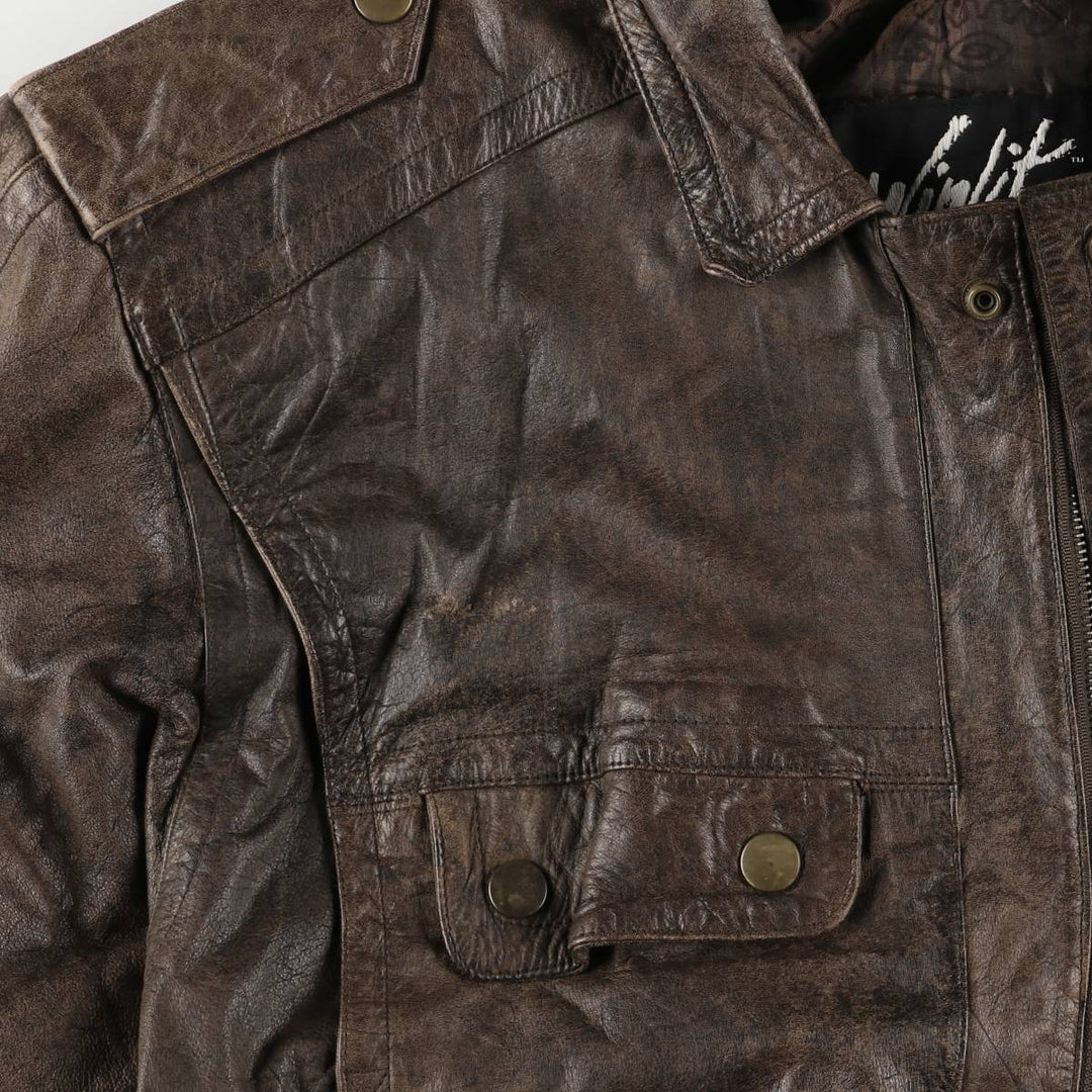 Winlit Padded Leather Blouson, Men's Size M genuine leather brown type Vintage Second Hand