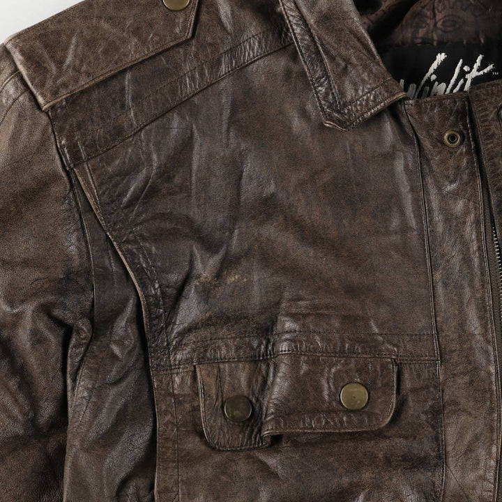 Winlit Padded Leather Blouson, Men's Size M genuine leather brown type Vintage Second Hand