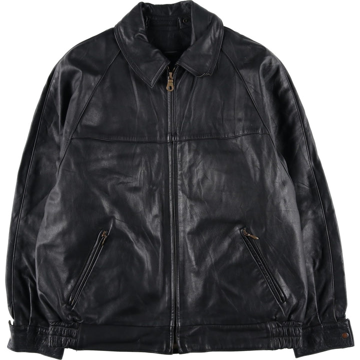 Swing top type leather blouson, men's size XL unclear black type Vintage Second Hand