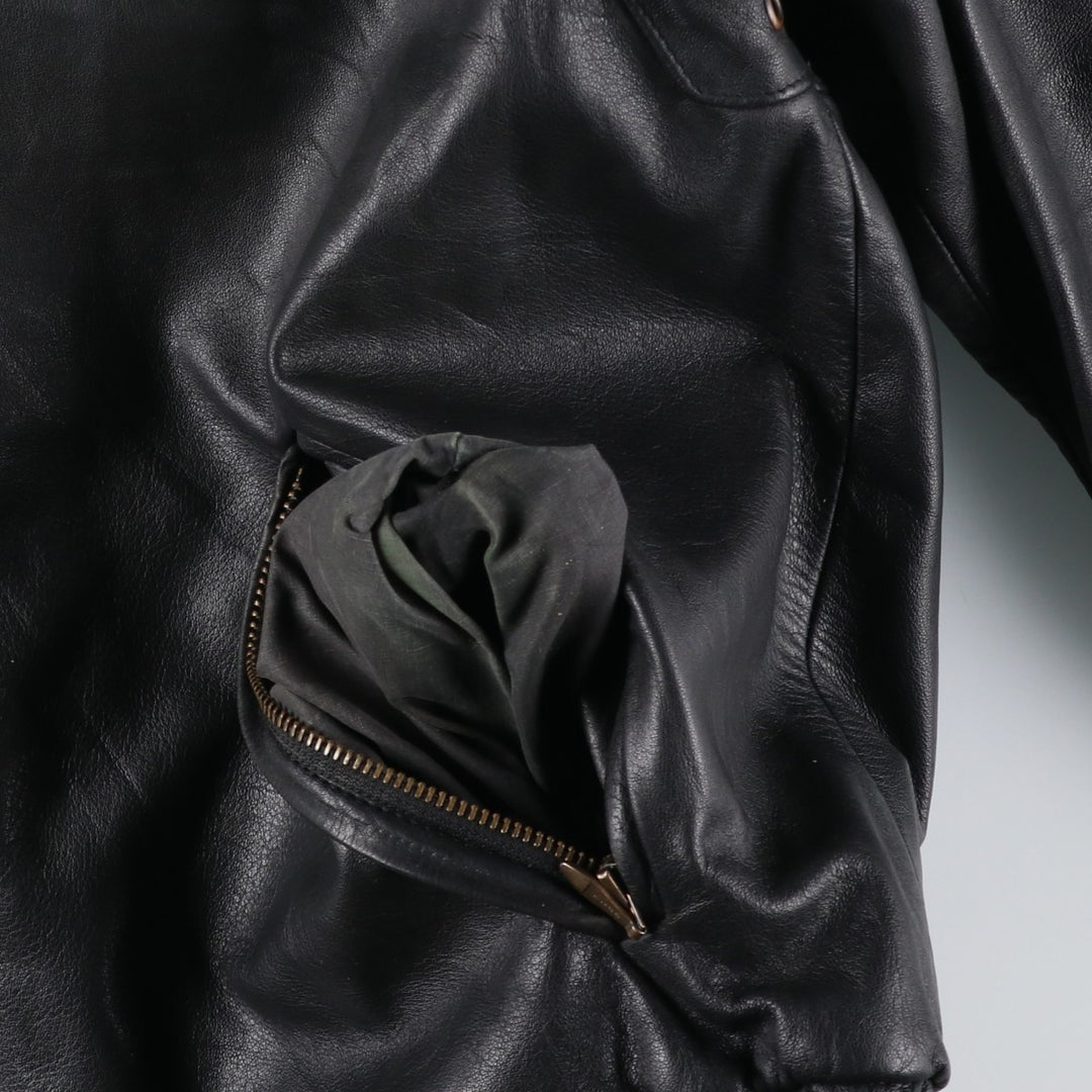 Swing top type leather blouson, men's size XL unclear black type Vintage Second Hand
