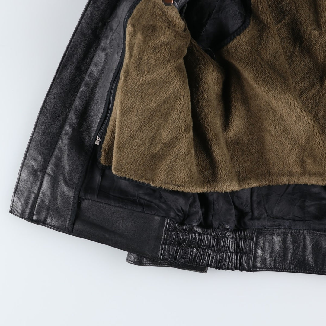 Swing top type leather blouson, men's size XL unclear black type Vintage Second Hand