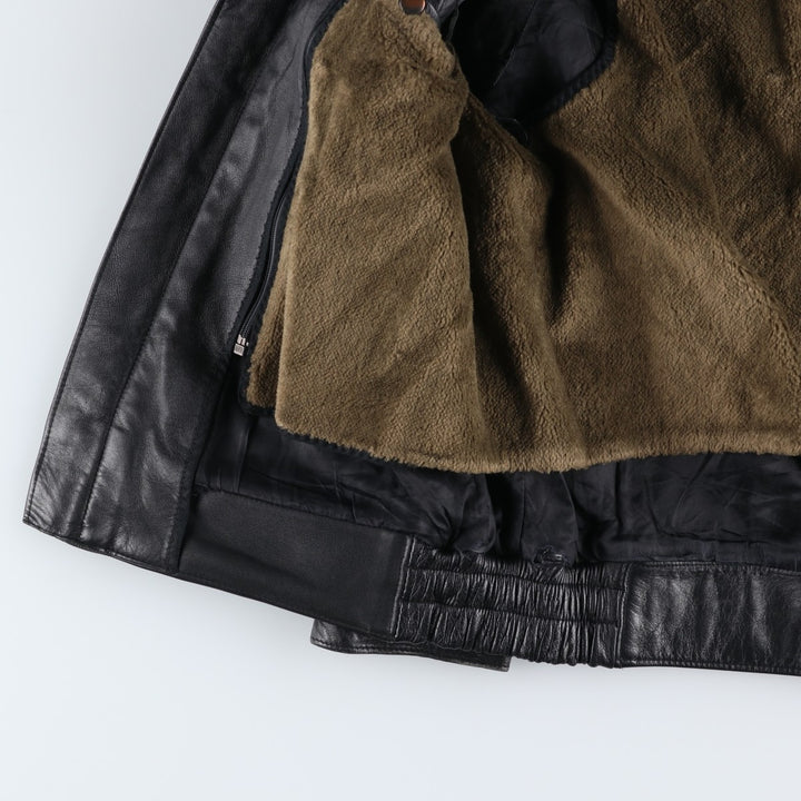 Swing top type leather blouson, men's size XL unclear black type Vintage Second Hand