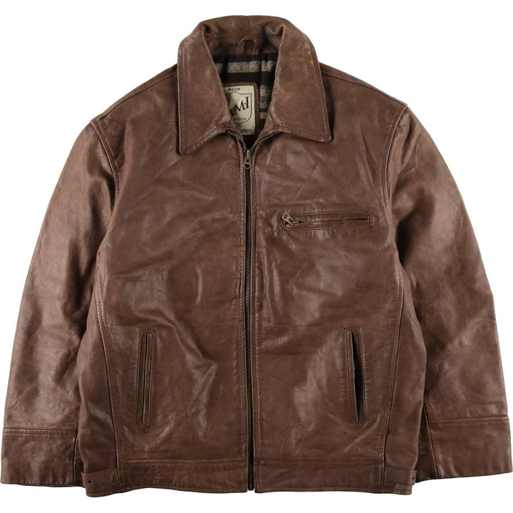 AMI LONDON Swing Top Leather Blouson, Men's Size XL genuine leather brown type Vintage Second Hand