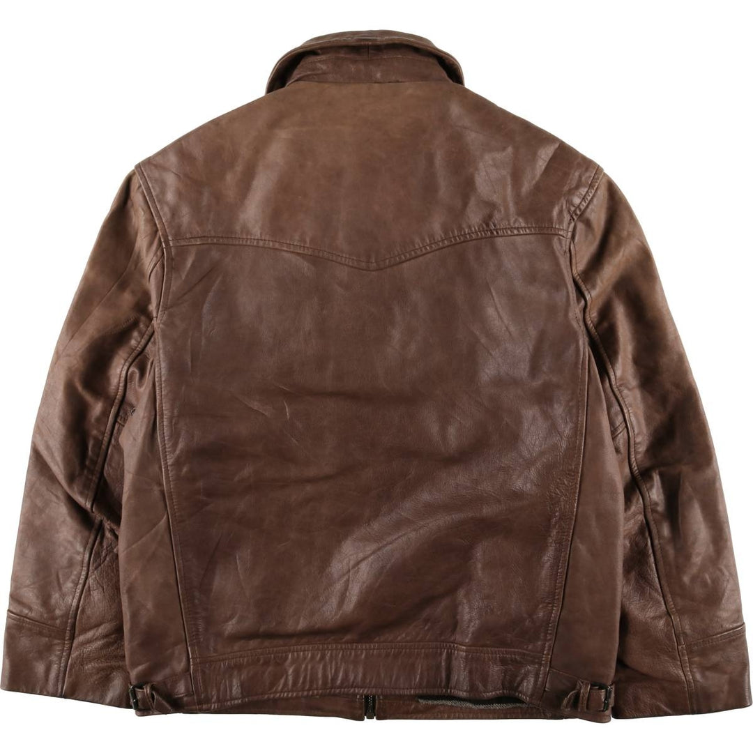 AMI LONDON Swing Top Leather Blouson, Men's Size XL genuine leather brown type Vintage Second Hand
