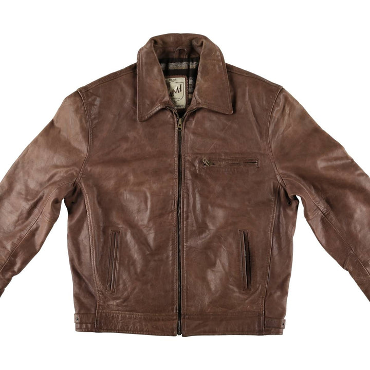 AMI LONDON Swing Top Leather Blouson, Men's Size XL genuine leather brown type Vintage Second Hand