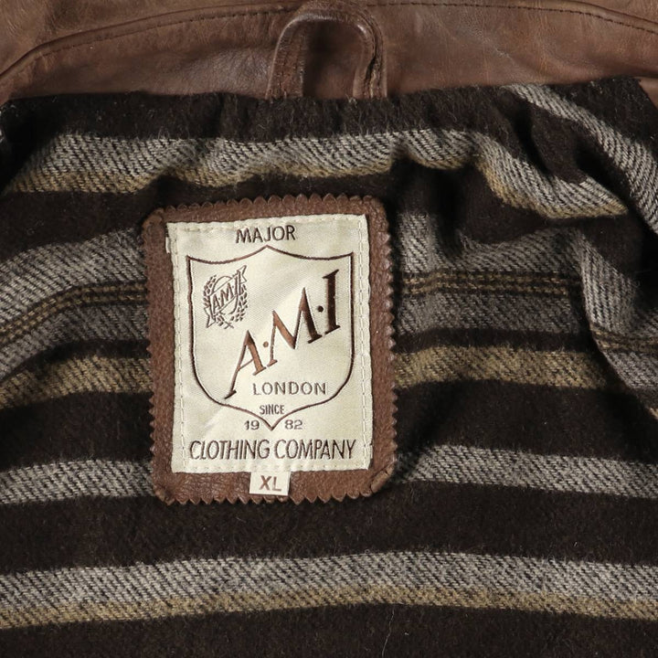 AMI LONDON Swing Top Leather Blouson, Men's Size XL genuine leather brown type Vintage Second Hand
