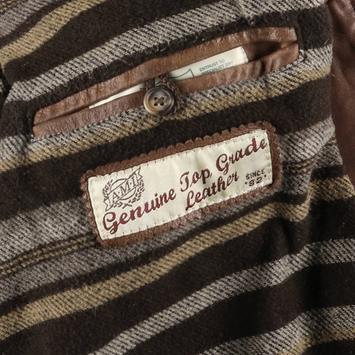 AMI LONDON Swing Top Leather Blouson, Men's Size XL genuine leather brown type Vintage Second Hand