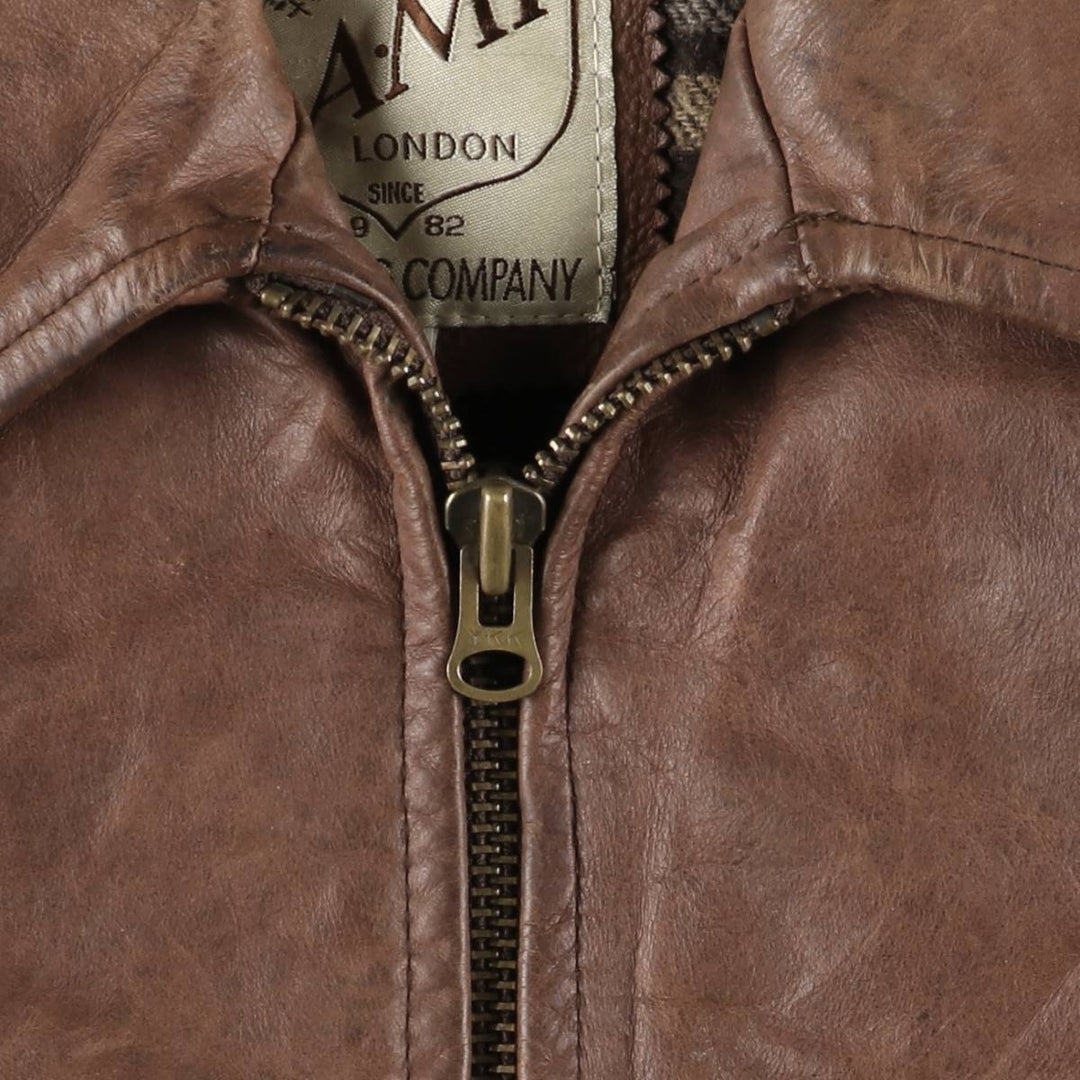 AMI LONDON Swing Top Leather Blouson, Men's Size XL genuine leather brown type Vintage Second Hand