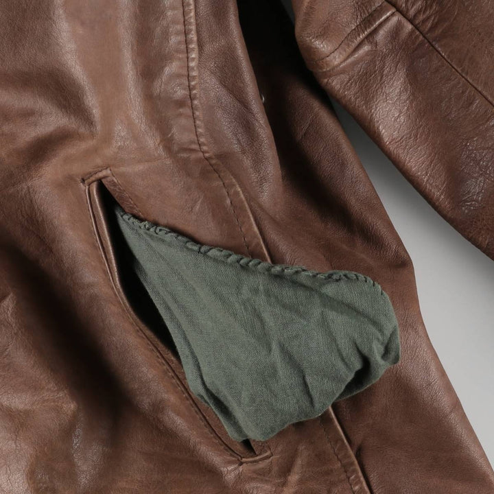 AMI LONDON Swing Top Leather Blouson, Men's Size XL genuine leather brown type Vintage Second Hand