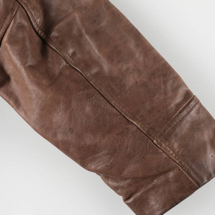 AMI LONDON Swing Top Leather Blouson, Men's Size XL genuine leather brown type Vintage Second Hand