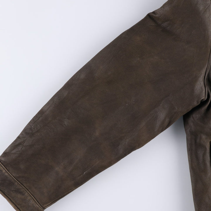 2000'S Eddie Bauer G-1 Type Leather Flight Jacket with Goose Down, Men's Size L genuine leather brown type Vintage Second Hand