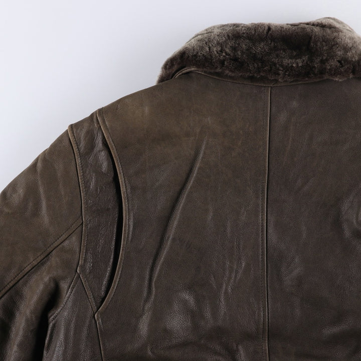 2000'S Eddie Bauer G-1 Type Leather Flight Jacket with Goose Down, Men's Size L genuine leather brown type Vintage Second Hand