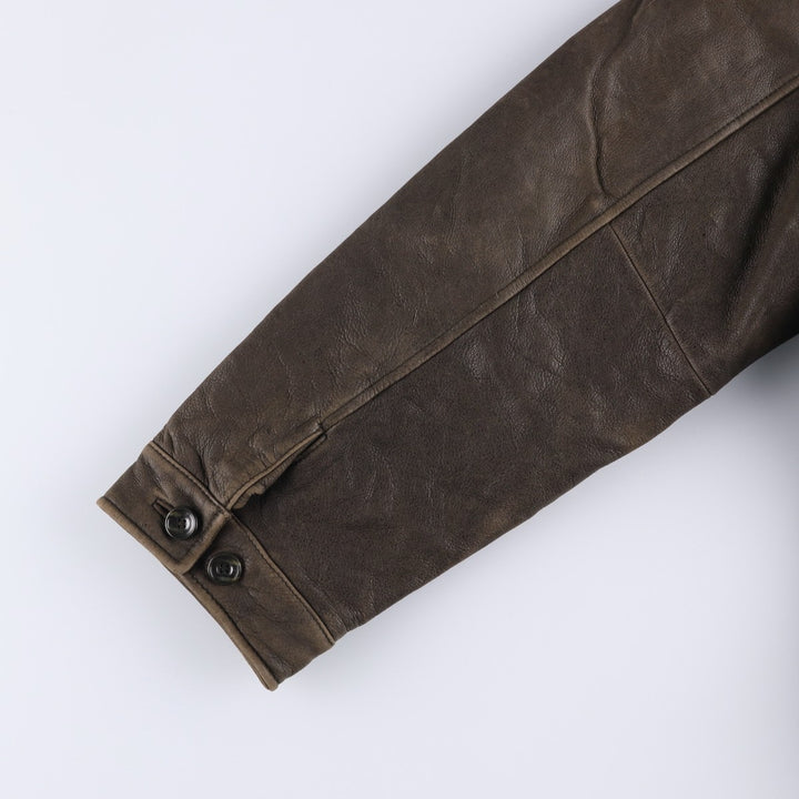2000'S Eddie Bauer G-1 Type Leather Flight Jacket with Goose Down, Men's Size L genuine leather brown type Vintage Second Hand