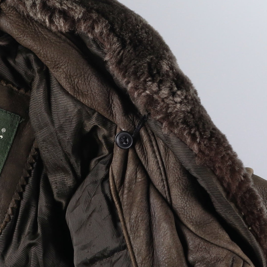 2000'S Eddie Bauer G-1 Type Leather Flight Jacket with Goose Down, Men's Size L genuine leather brown type Vintage Second Hand