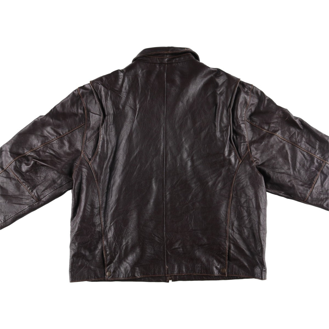 St. John's Bay Padded Swing-Top Leather Blouson, Men's XL genuine leather brown type Vintage Second Hand