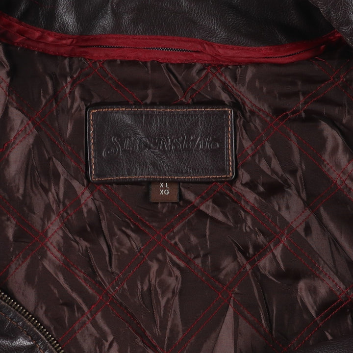 St. John's Bay Padded Swing-Top Leather Blouson, Men's XL genuine leather brown type Vintage Second Hand